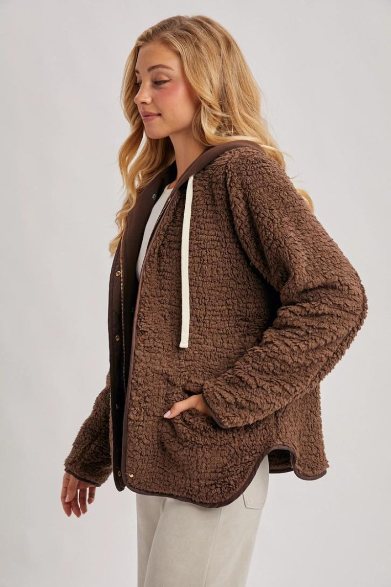 BLUIVY SHERPA ADJUSTABLE HOODED JACKET | COCO - SIDE VIEW 