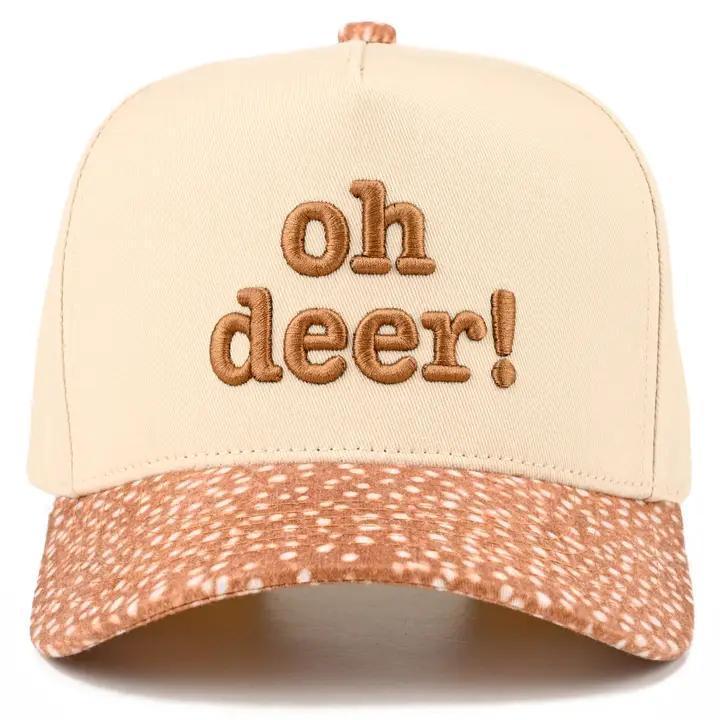 C.C Oh Deer Letter Embroidered Two Tone Trucker Hat