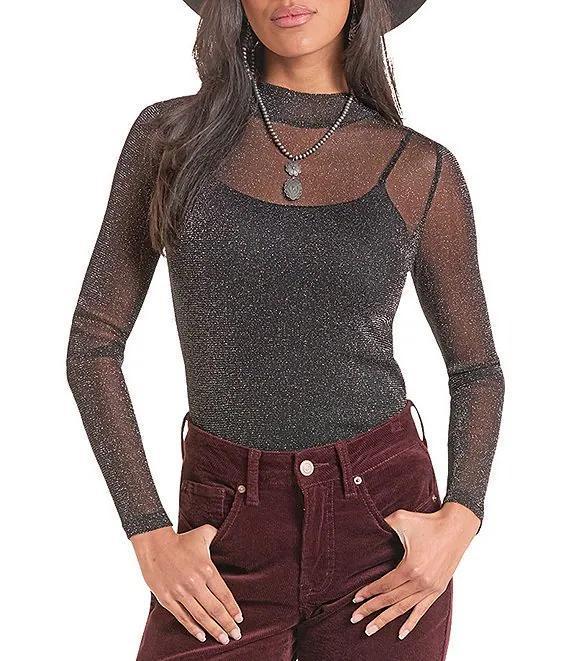 Rock & Roll Denim Lurex Long Sleeve Top