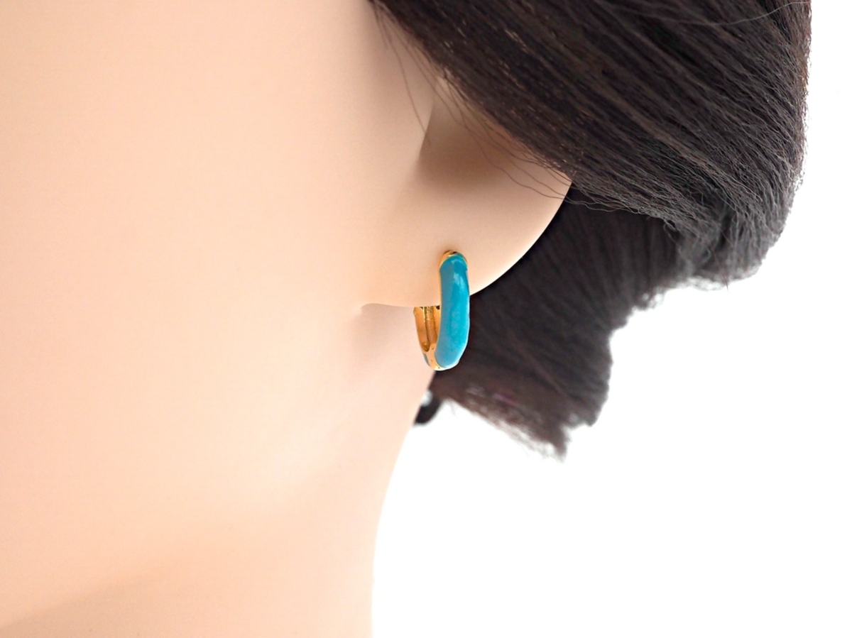 Everyday Wear Enamel Gold Hoop Earring