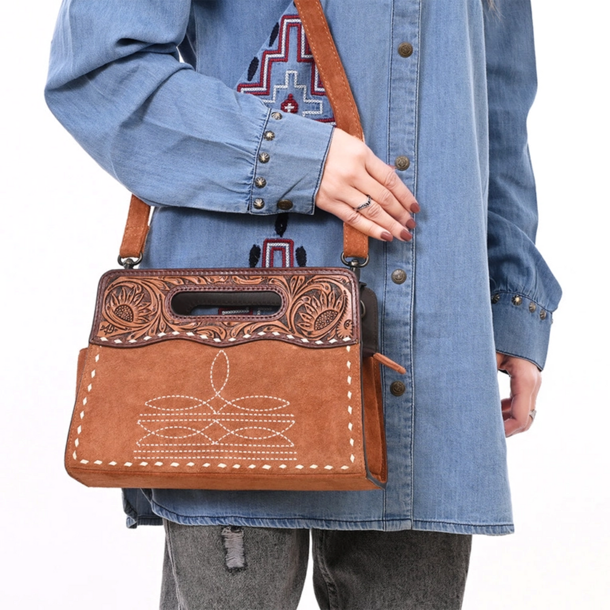 American Darling Suede Crossbody Bag – Western Leather