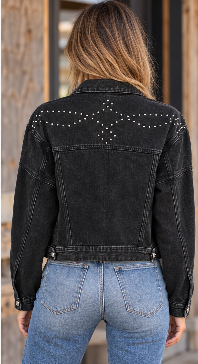 Rock & Roll Denim Studded Denim Jacket
