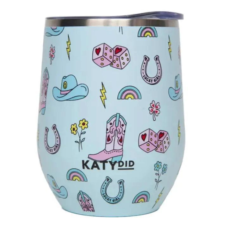 Katydid Lucky Girl Western Wine Tumbler Cup Mint