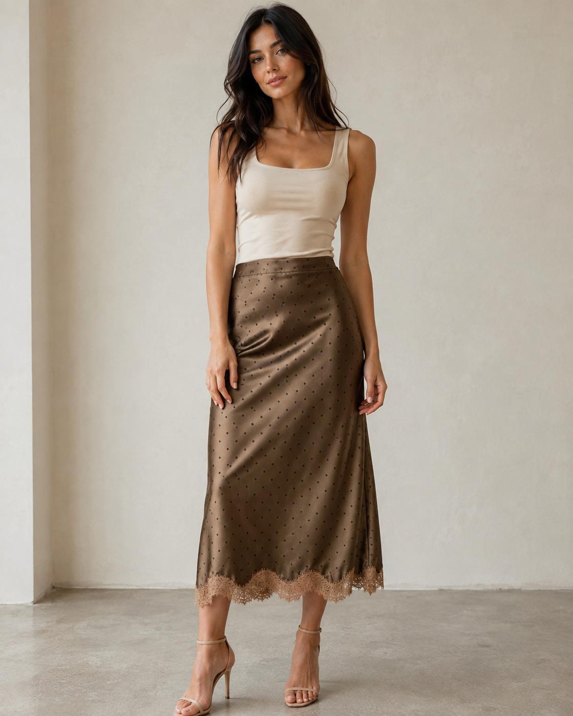 ENTRO BROWN MIDI SKIRT