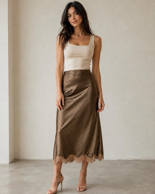 ENTRO BROWN MIDI SKIRT