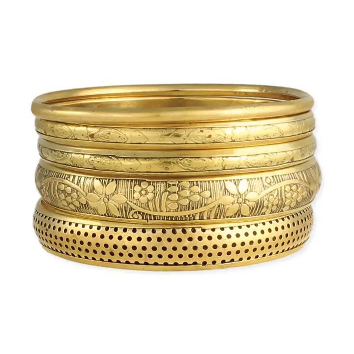 Victorian Vintage Gold Bangle - Set of 5