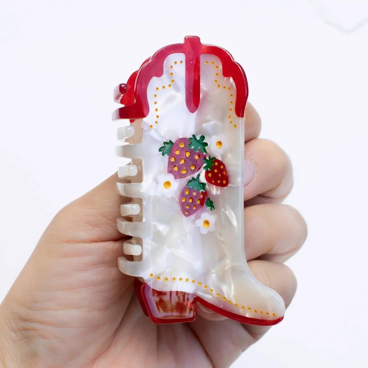 Strawberry Cowgirl Boot Hair Claw
