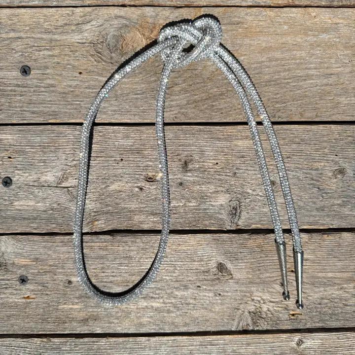 Rhinestone Bolo Tie with Turquoise Side