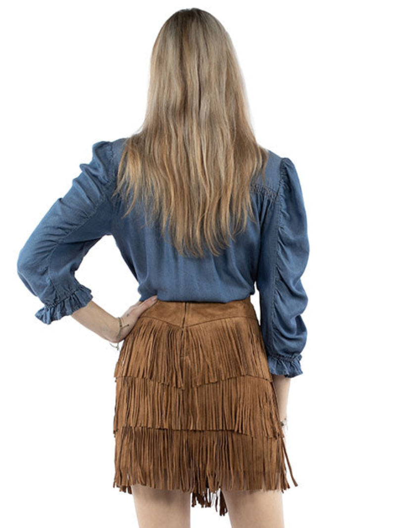 Scully Ladies Fringe Skirt - Back View