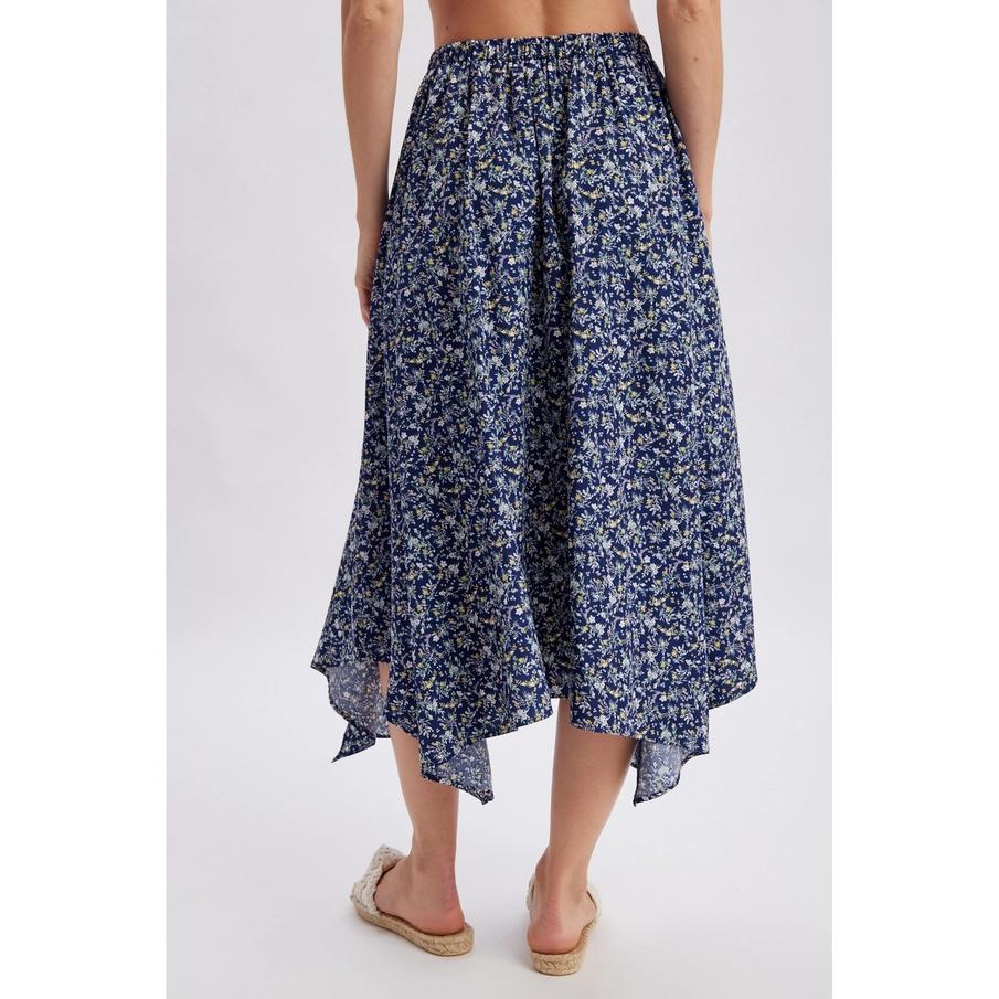 Floral Handkerchief Midi Skirt