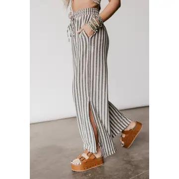 Three Bird Nest Drawstring Pants – Taupe Black