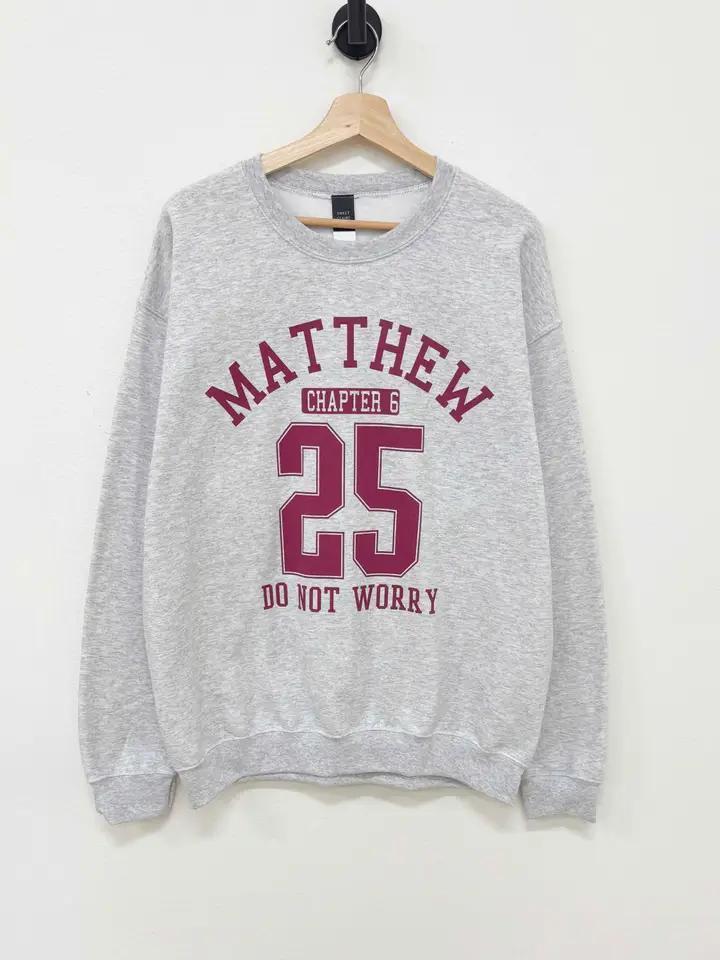 Sweet Claire Do Not Worry Faith Graphic Sweatshirt - Ash Grey
