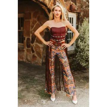 Long Fringe Belt – Camel Leather