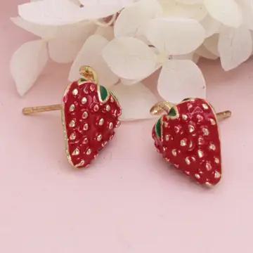 Strawberry Post Earrings – Gold & Red