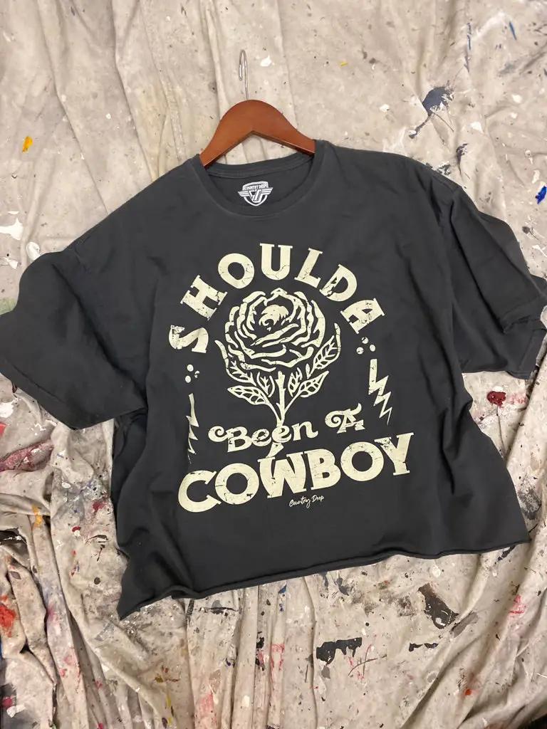 Shoulda Been A Cowboy Oversized Cropped T-shirt
