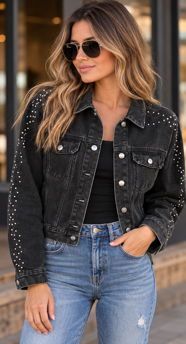 Rock & Roll Denim Studded Denim Jacket