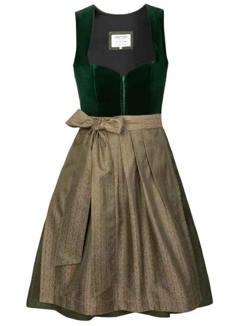 Edelnice Trachtenmode Livia Velvet Green Midi Dirndl
