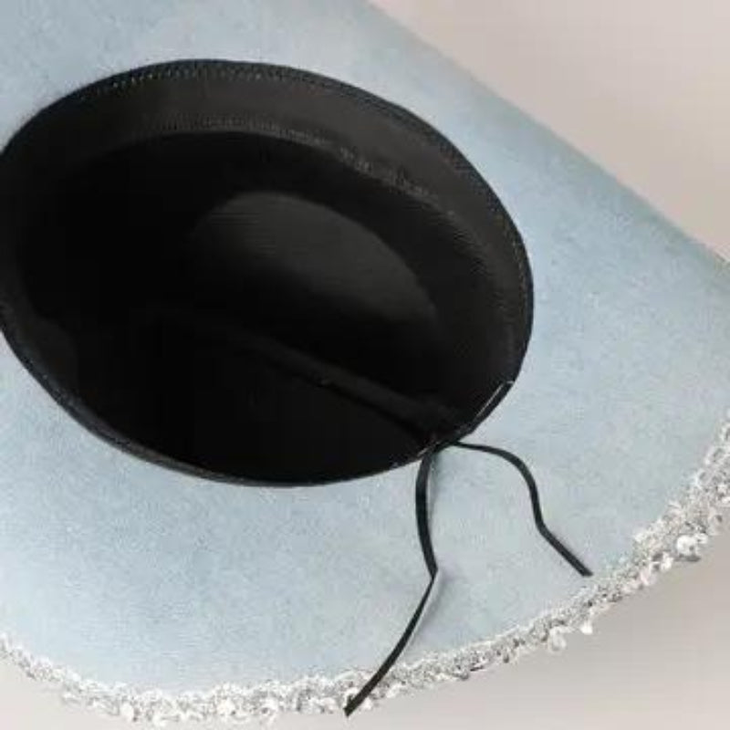 Fashion City Denim Cowboy Hat with Sequins in the Edge 