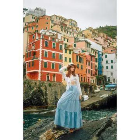 KAN CAN USA MAXI DENIM SKIRT-KC2071L | LIGHT