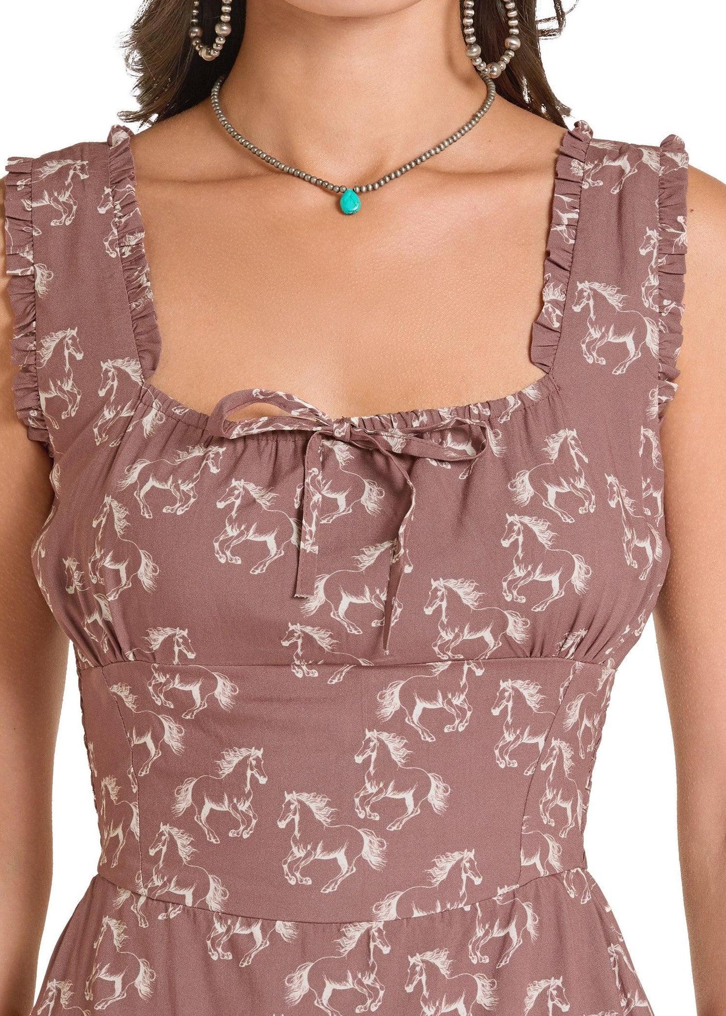 Horse Print Tiered Dress