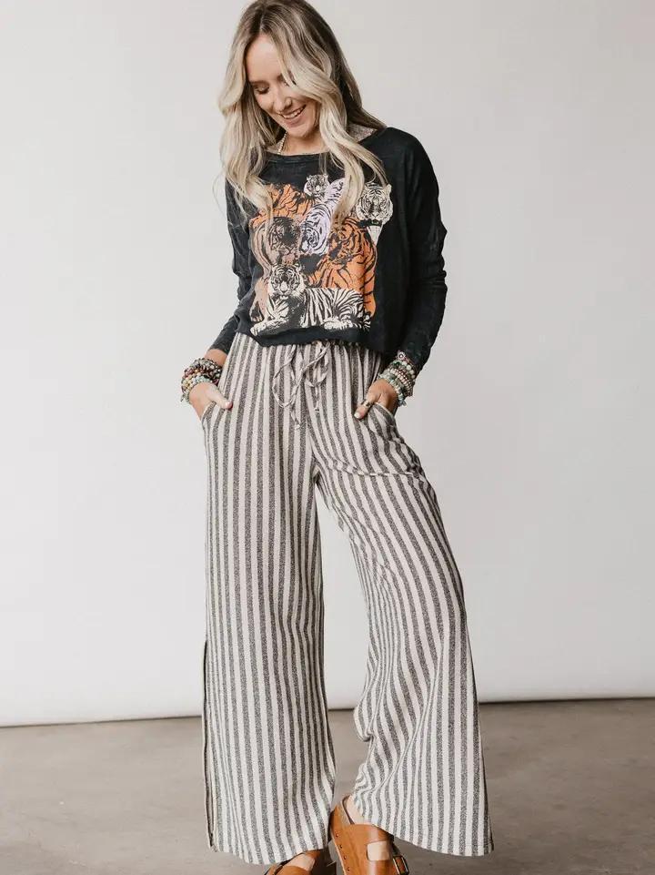 Three Bird Nest Drawstring Pants – Taupe Black