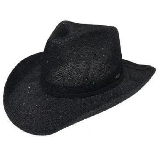 Hana C.C Sequin Cowboy Hat | Black