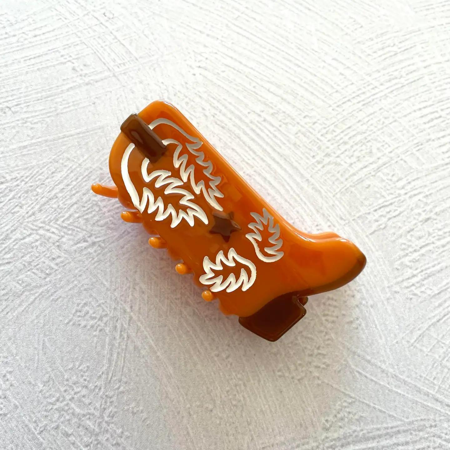 Western Cowboy Boot Hair Claw – Rust