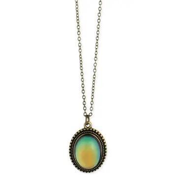 Oval Mood Pendant Necklace - Burnished Gold