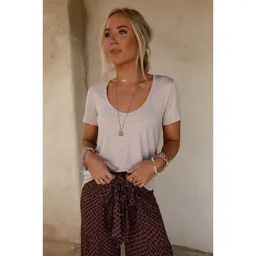 Three Bird Nest Scoop Neck Bralette Tee – Heather Oatmeal
