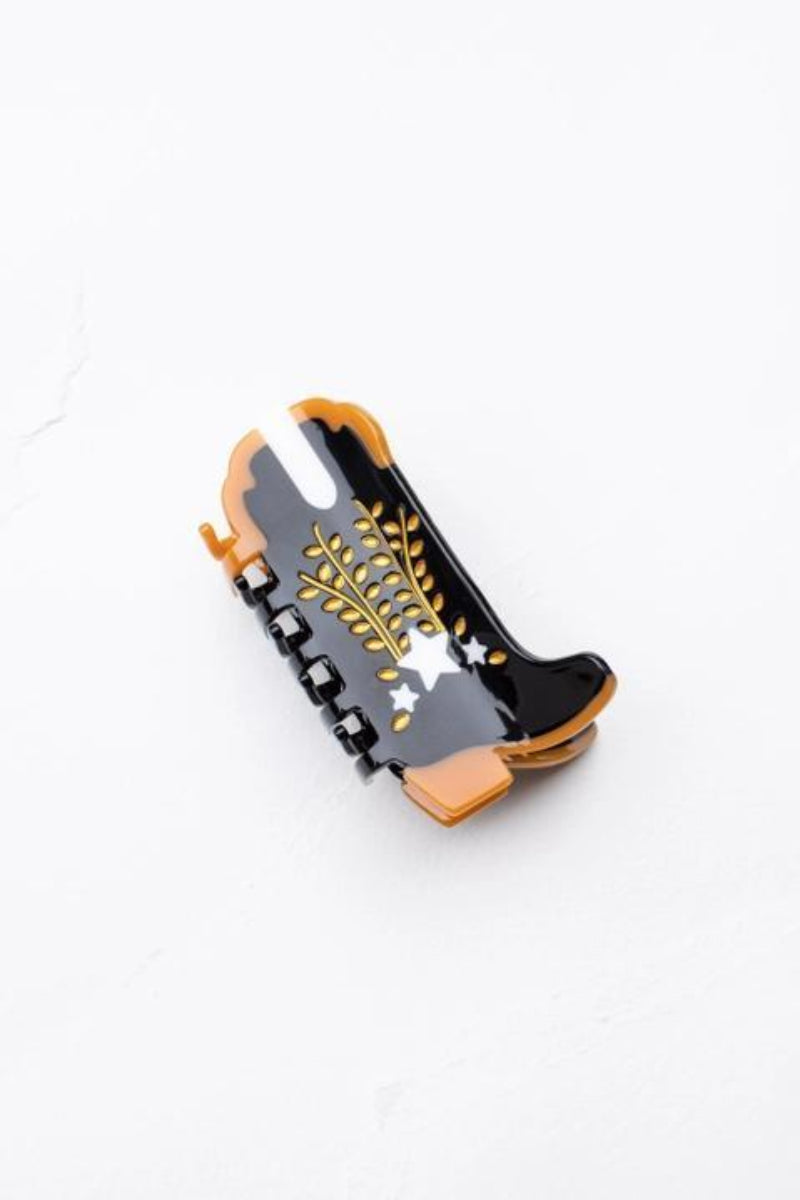 Tiepology Eco Shooting Star Cowboy Boots Hair Claw Clip | Black