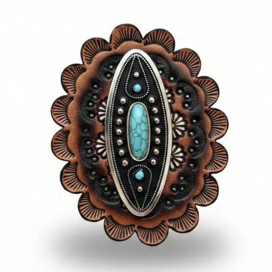 Rodeo Drive Copper And Antique Silver Turquoise Ellipse Concho W266