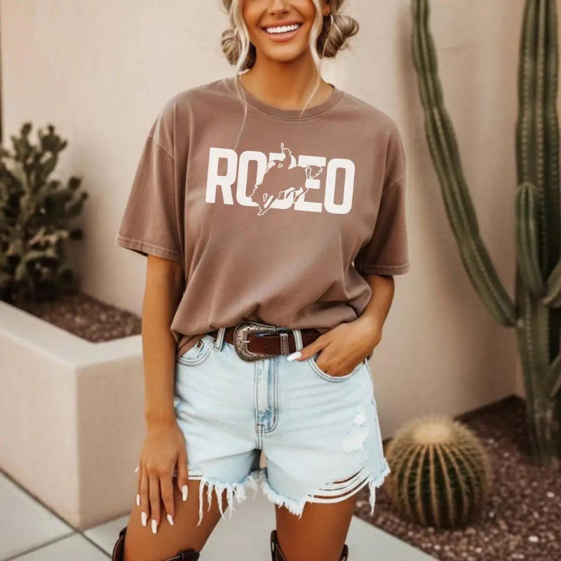 Hey Jude Graphic Tees RODEO Graphic Tee | Western Cowgirl | Espresso 