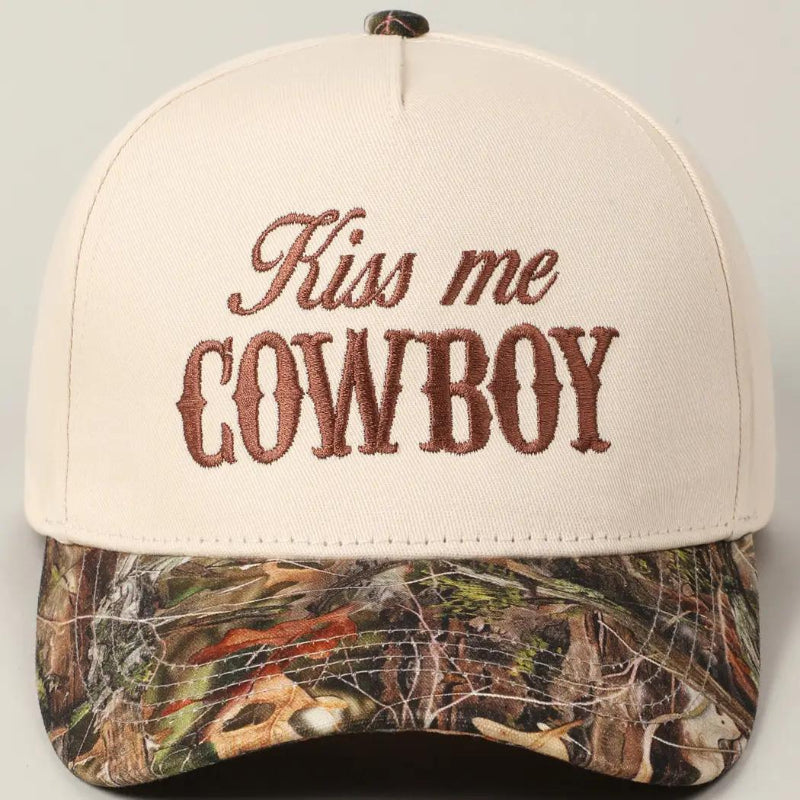 Fashion City Kiss Me Cowboy Embroidery Two-Tone Cap