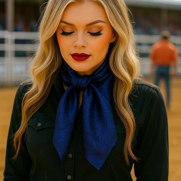 Cobalt Jacquard Wild Rag Scarf