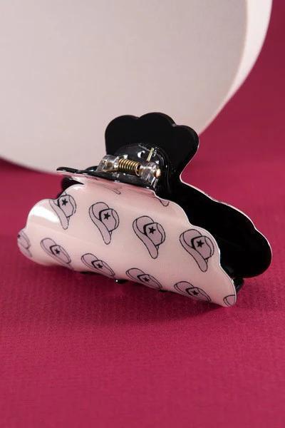 WESTERN STYLE HAIR CLAW CLIPS - BEIGE HAT
