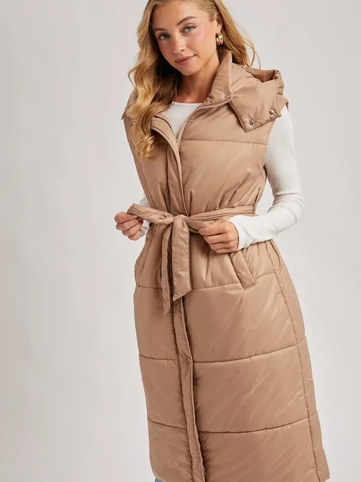 Belted Longline Puffer Vest