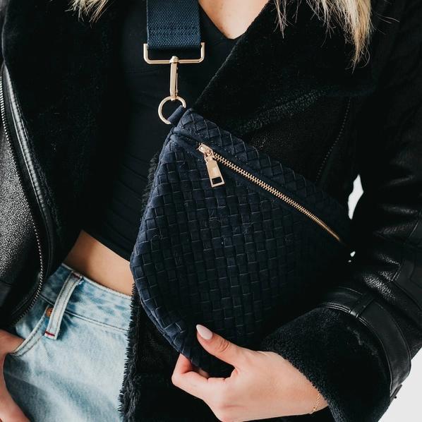 Suede Westlyn Woven Bum Bag Suede Navy