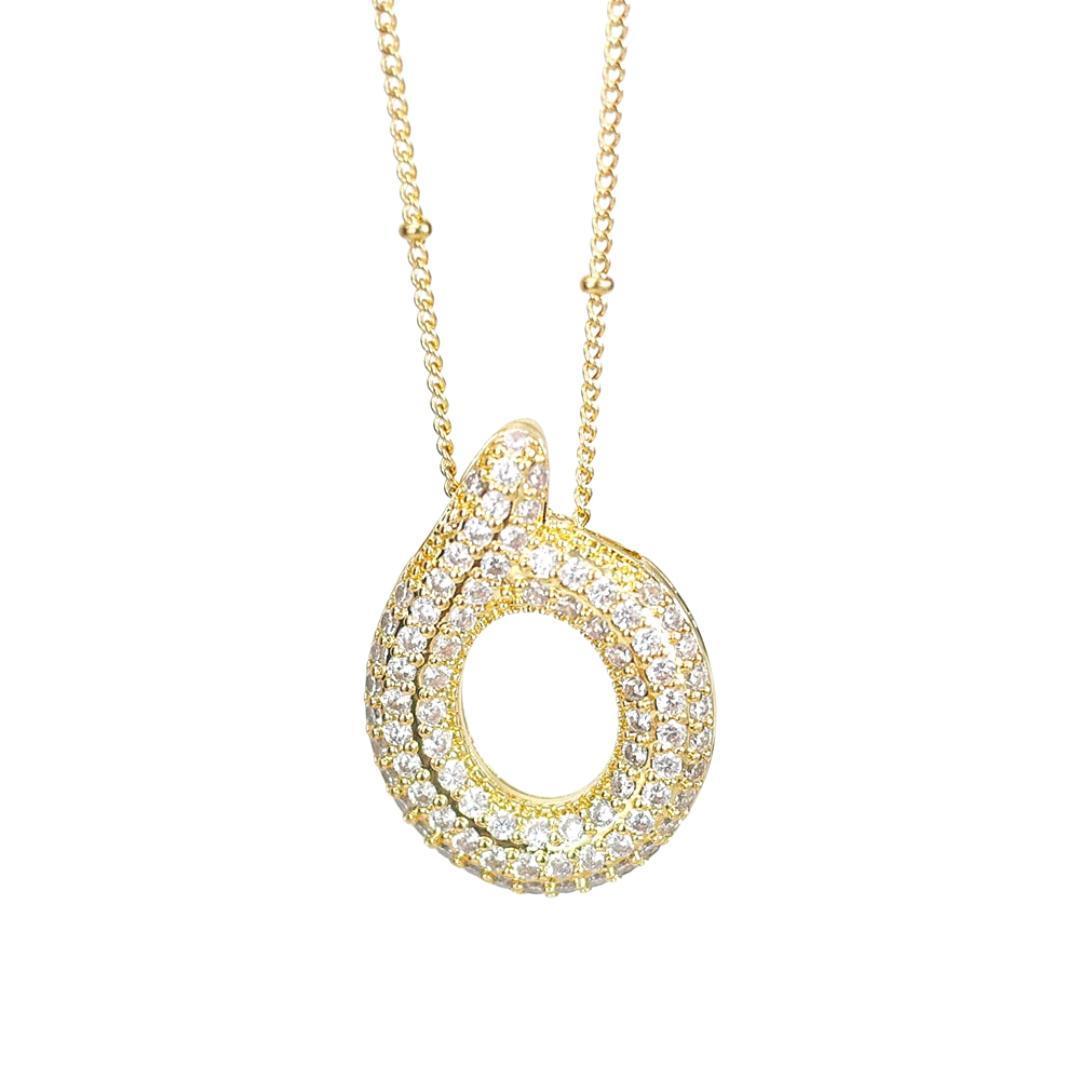 New* Initial Script Cz Balloon Bubble Gold Necklaces