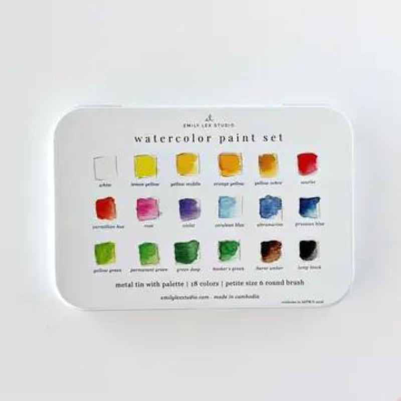 Emily Lex Studio Watercolor Paint Set 18 Colors with Brush
