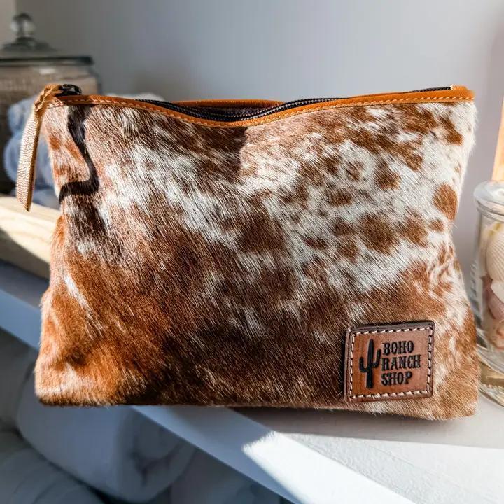 Western Cowhide Travel Makeup Bag