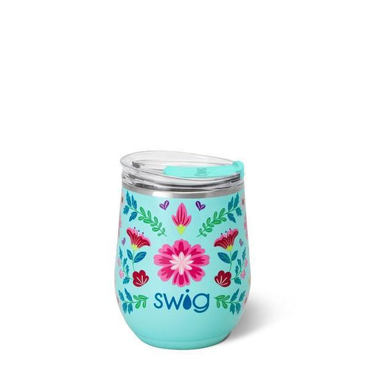 Swig Flora Azul Stemless Wine Cup