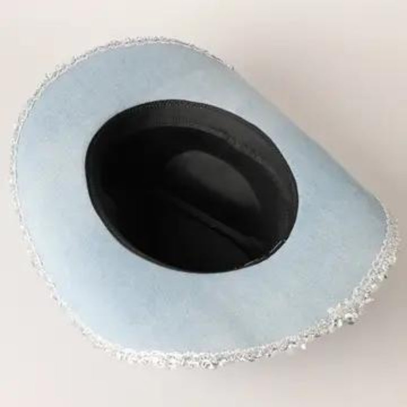 Fashion City Denim Cowboy Hat with Sequins in the Edge 