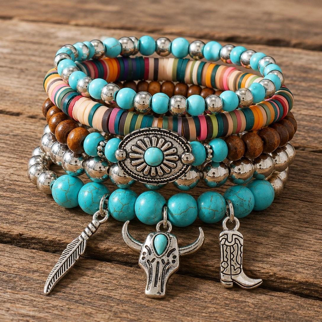 Rodeo Drive Charm Turquoise Bracelet Stack