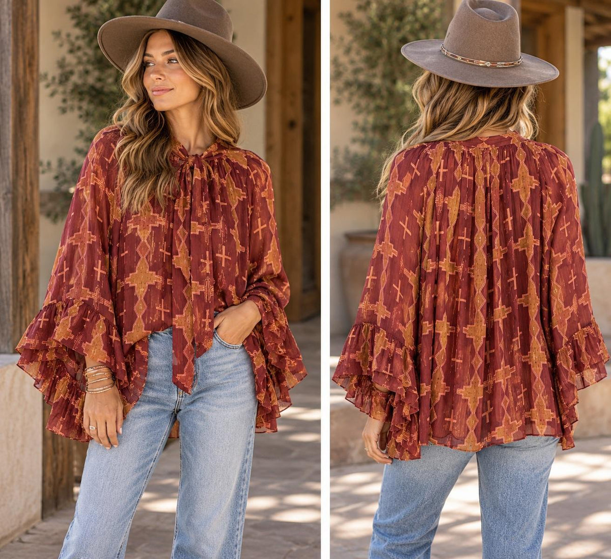Magenta Geo Top