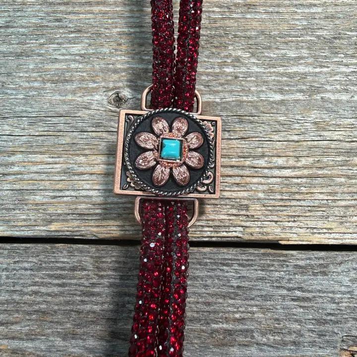Rhinestone Bolo Tie with Western Slide