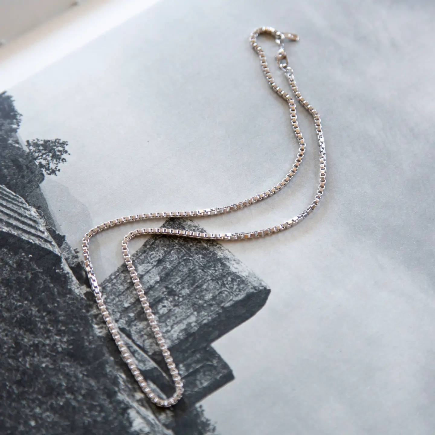 Vintage Silver Box Chain Necklace