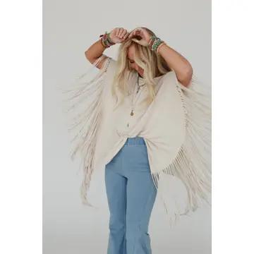 Three Bird Nest Western Fringe Top – Oat