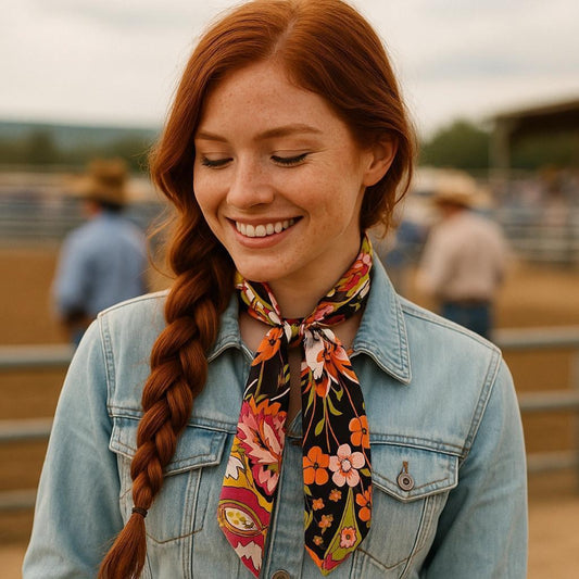 Rodeo Drive Yellow and Black Western Skinny Mini Wild Rag Scarf