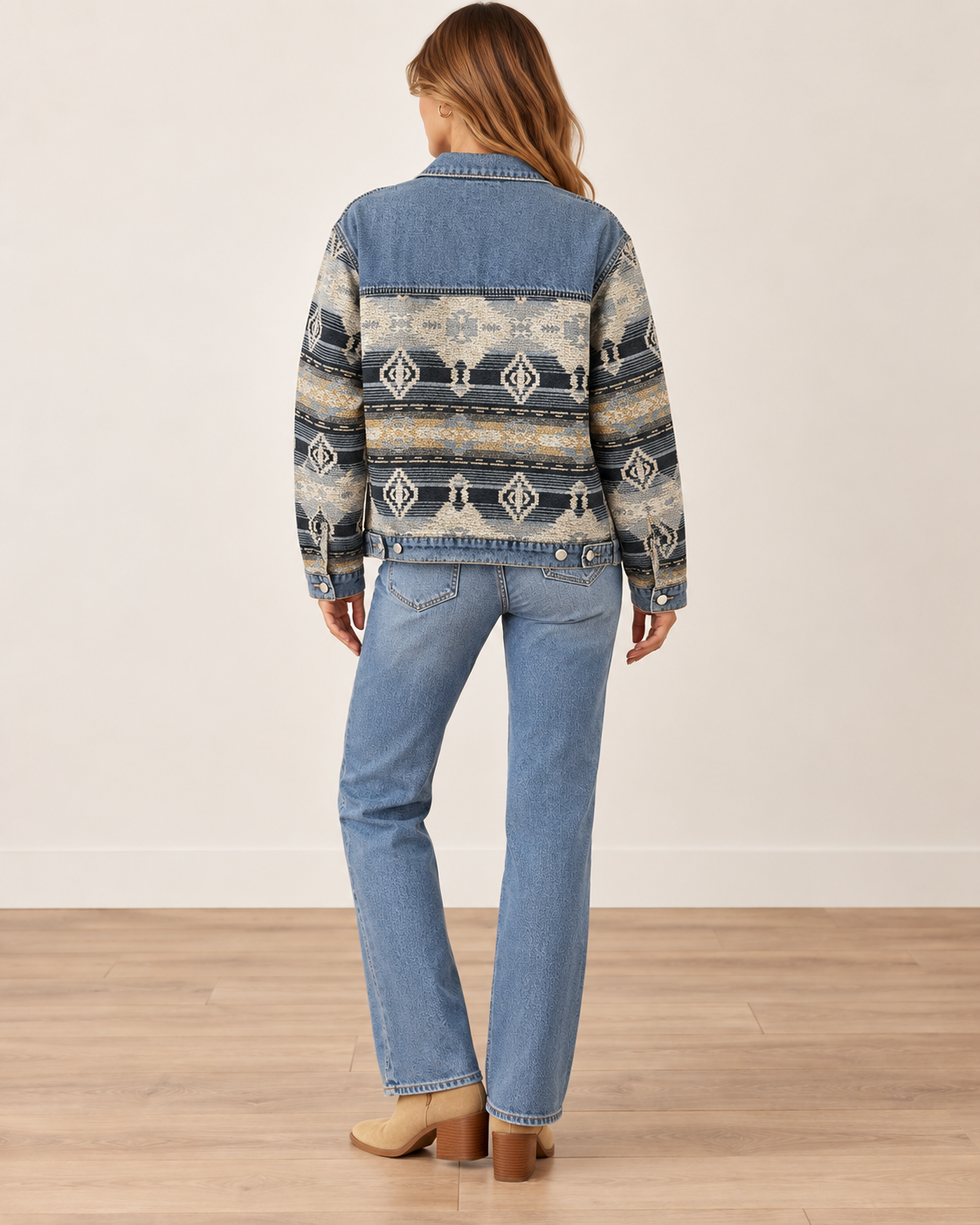 Montana Co Ladies Denim Aztec Jacket
