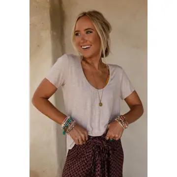 Three Bird Nest Scoop Neck Bralette Tee – Heather Oatmeal